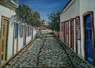 Painting titled "Paraty" by Alex Carvalho, Original Artwork, Acrylic Mounted on Wood Panel