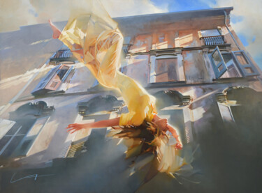 Картина под названием ""Zero gravity"" - Alex Chernigin, Подлинное произведение искусства, Масло Установлен на Деревянная ра…