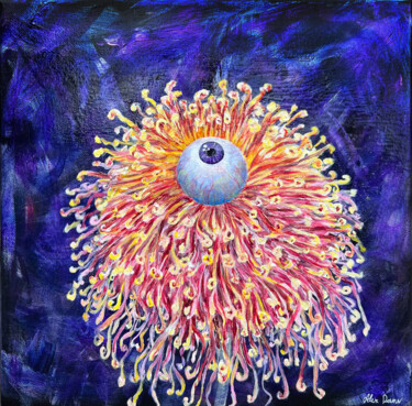 Schilderij getiteld "Eye flower 3" door Alex Danv, Origineel Kunstwerk, Acryl