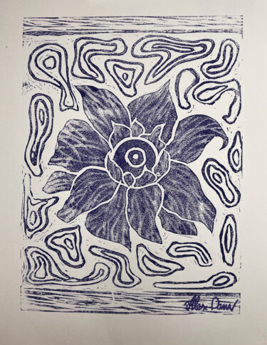 印花与版画 标题为“FLOWER EYE VIOLET (…” 由Alex Danv, 原创艺术品, 墨