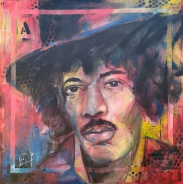 Pittura intitolato "Jimi Hendrix" da Alex Delaterra, Opera d'arte originale, Acrilico