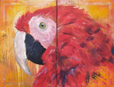 Pittura intitolato "Arara Vermelha" da Alex Delaterra, Opera d'arte originale, Acrilico
