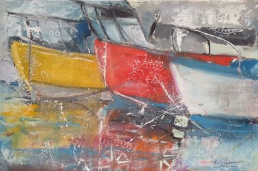 Pintura intitulada "Barcos" por Alex Delaterra, Obras de arte originais, Acrílico