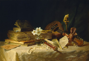 Painting titled "Nature morte avec l…" by Alexandre Fadeev, Original Artwork, Oil
