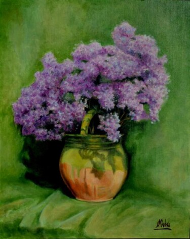 Картина под названием "Lilac" - Alex Gebel, Подлинное произведение искусства, Масло