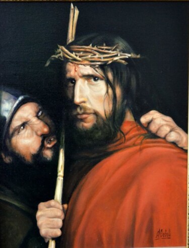 Malarstwo zatytułowany „Christ in thorns cr…” autorstwa Alex Gebel, Oryginalna praca, Olej