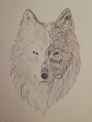 Dessin intitulée "Wolf" par Alex, Œuvre d'art originale, Crayon