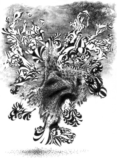 Dibujo titulada "Emanation 0365 (Dar…" por Alex Henk, Obra de arte original, Tinta