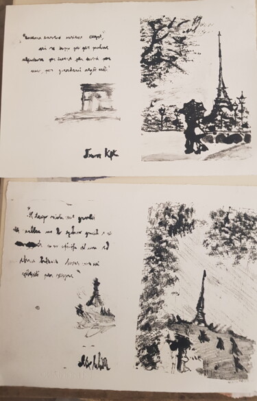 Printmaking titled "Una lettera a Parigi" by Alex Iattarelli (Al_iatar), Original Artwork, Monotype