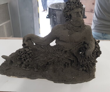 Sculptuur getiteld "Uomo e natura" door Alex Iattarelli (Al_iatar), Origineel Kunstwerk, Klei