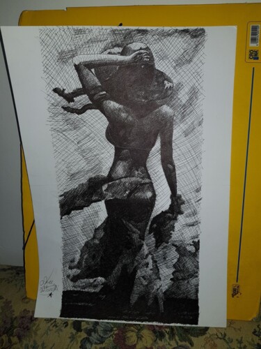 Dessin intitulée "Donna con capello" par Alex Iattarelli (Al_iatar), Œuvre d'art originale, Crayon