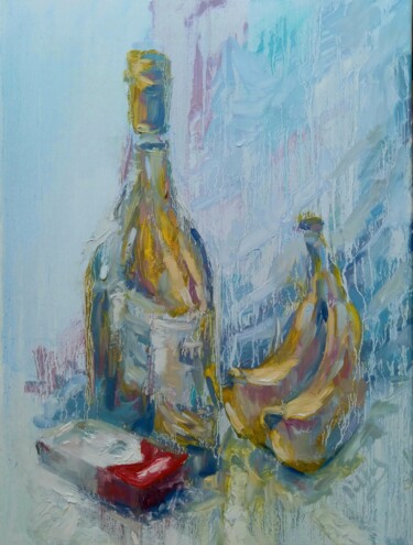 Painting titled "Light wine" by Alex Klas, Original Artwork, Oil Mounted on Wood Stretcher frame