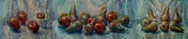 Painting titled "Pears and Apples -…" by Alex Klas, Original Artwork, Oil Mounted on Wood Stretcher frame