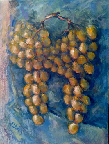 Painting titled "Bunch of Grapes" by Alex Klas, Original Artwork, Oil Mounted on Wood Stretcher frame