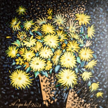 Peinture intitulée "FLOWERS IN THE MOON…" par Alex Kopylov, Œuvre d'art originale, Acrylique