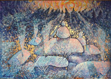 Картина под названием "WINTER PASTORAL" - Alex Kopylov, Подлинное произведение искусства, Масло Установлен на Деревянная рам…