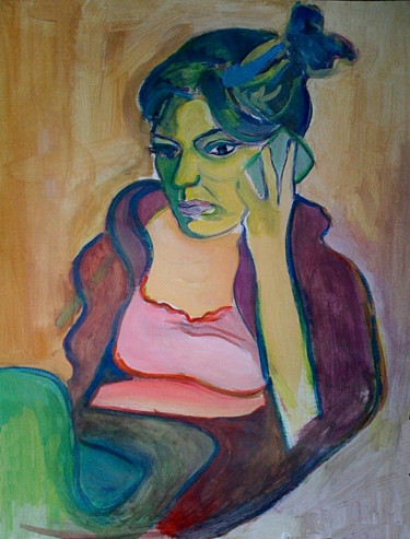 Peinture intitulée "Femme-verte.jpg" par Alex Legnam, Œuvre d'art originale