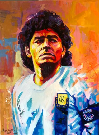 Peinture intitulée "Diego Maradona" par Alex Loreci, Œuvre d'art originale, Acrylique