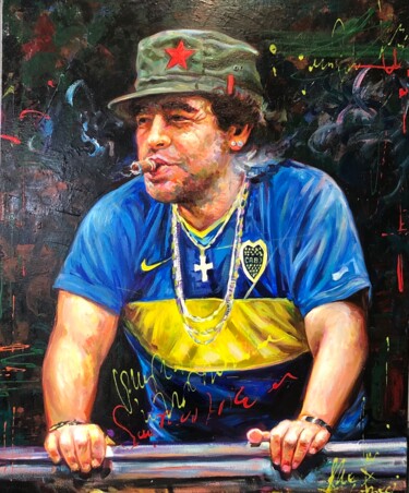 Painting titled "Maradona" by Alex Loreci, Original Artwork, Acrylic