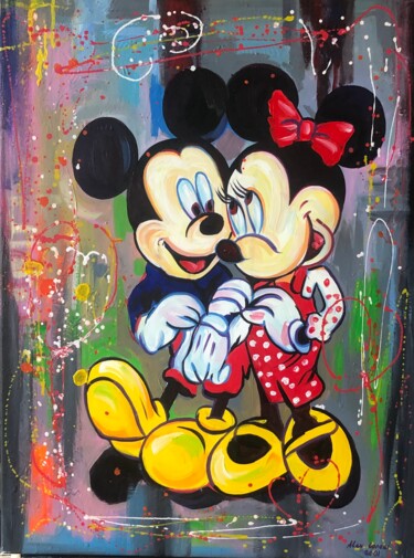 Malerei mit dem Titel "Mickey & Minnie" von Alex Loreci, Original-Kunstwerk, Acryl