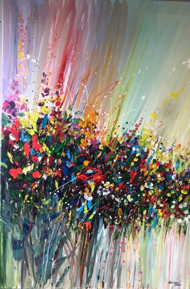 Malerei mit dem Titel "Fantasie bloemen nr…" von Alex Loreci, Original-Kunstwerk, Acryl