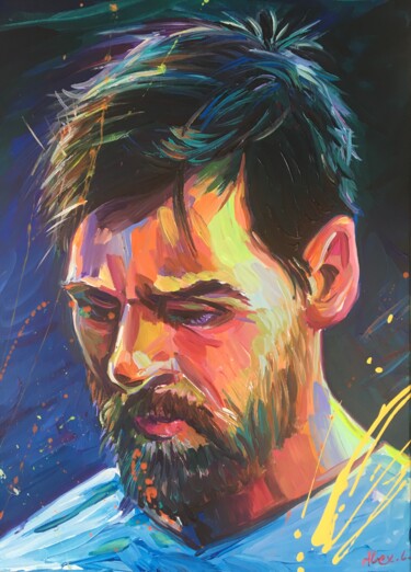 Painting titled "Lionel Messi" by Alex Loreci, Original Artwork, Acrylic