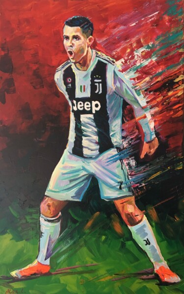 Peinture intitulée "Cristiano Ronaldo" par Alex Loreci, Œuvre d'art originale, Acrylique