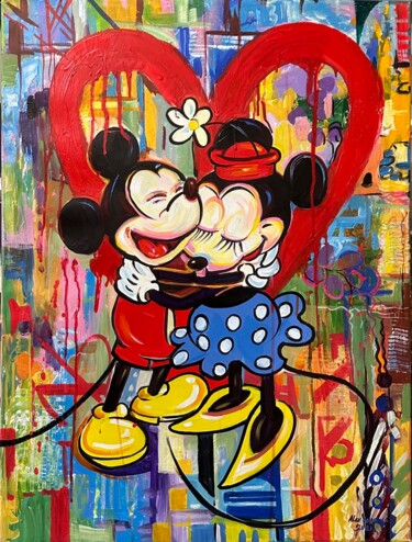 Malerei mit dem Titel "Mickey & Minnie Mou…" von Alex Loreci, Original-Kunstwerk, Acryl