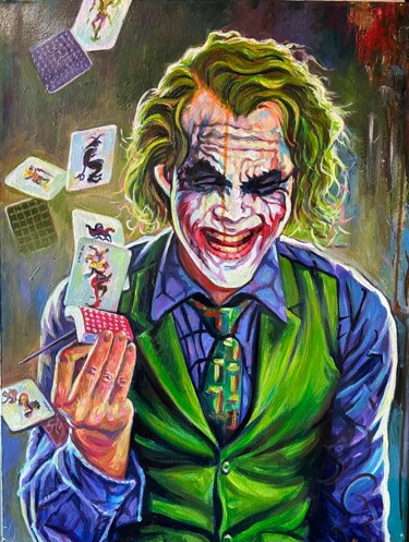 Schilderij getiteld "Kleurrijke Joker" door Alex Loreci, Origineel Kunstwerk, Acryl