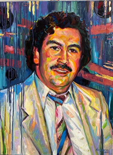 Painting titled "Pablo Escobar- 2" by Alex Loreci, Original Artwork, Acrylic