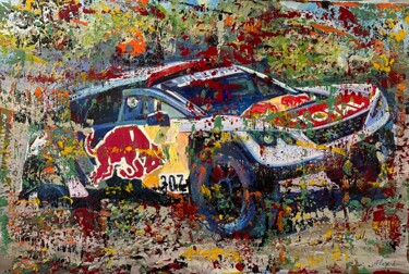 Painting titled "Dakar rally- Peugeot" by Alex Loreci, Original Artwork, Acrylic