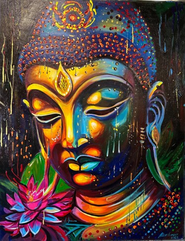 Schilderij getiteld "Buddha nr.14" door Alex Loreci, Origineel Kunstwerk, Acryl