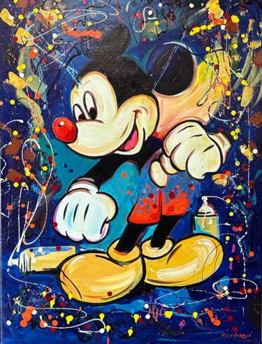 Painting titled "Mickey Mouse nr. 7" by Alex Loreci, Original Artwork, Acrylic