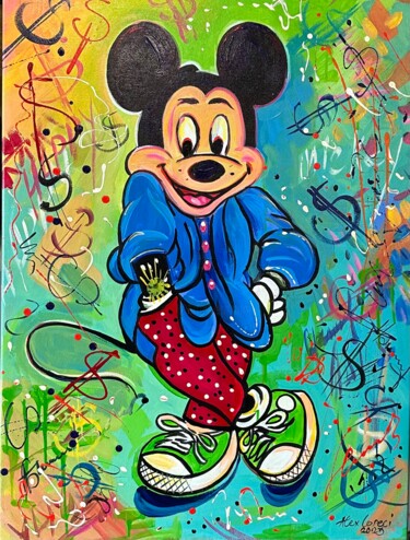 Malerei mit dem Titel "Mickey Mouse nr. 9" von Alex Loreci, Original-Kunstwerk, Acryl