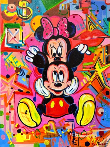 Pintura titulada "Mickey & Minnie Mou…" por Alex Loreci, Obra de arte original, Acrílico
