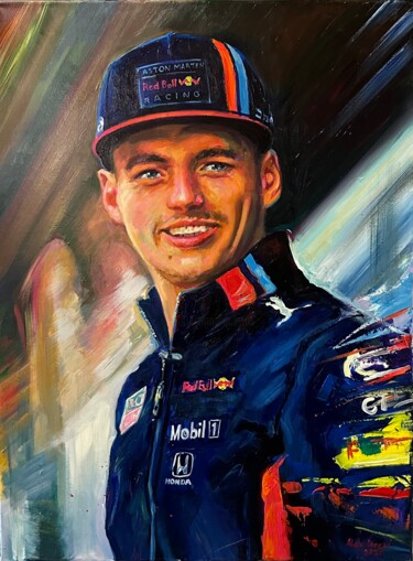 Malerei mit dem Titel "Max Verstappen nr.5" von Alex Loreci, Original-Kunstwerk, Acryl