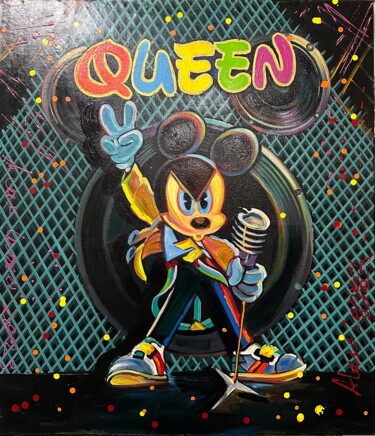 Malerei mit dem Titel "Mickey Mouse as Que…" von Alex Loreci, Original-Kunstwerk, Acryl