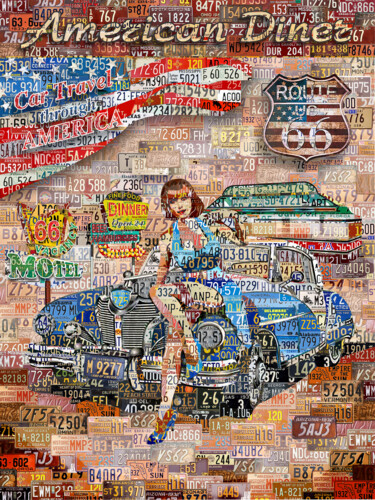 Arte digital titulada "American Diner In B…" por Alex Loskutov, Obra de arte original, Foto-montaje
