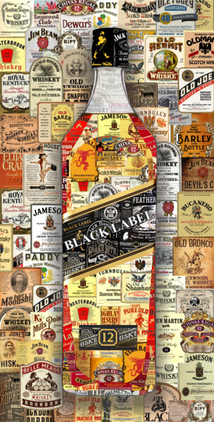 Digitale Kunst mit dem Titel "Whiskey Black Label…" von Alex Loskutov, Original-Kunstwerk, Fotomontage