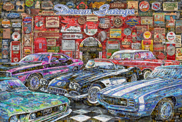 Colagens intitulada "Dream Garage Collag…" por Alex Loskutov, Obras de arte originais, Colagens
