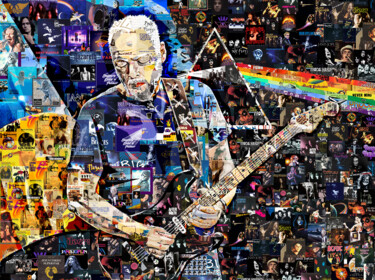 David Gilmour Ukrainian Song Made Out Of Music Albums 60-70s Schilderij getiteld "David Gilmour Ukrai…" door Alex Loskutov, Origineel Kunstwerk, Digitale collage