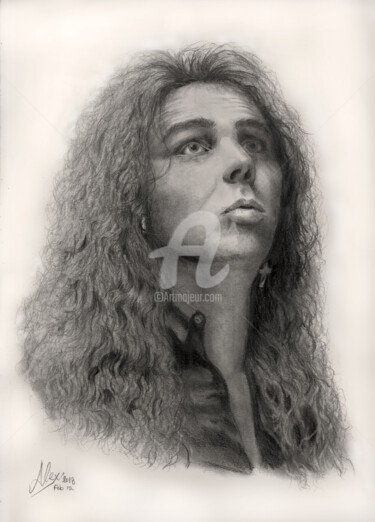 Tekening getiteld "Yngwie Malmsteen In…" door Alex Mets, Origineel Kunstwerk, Houtskool