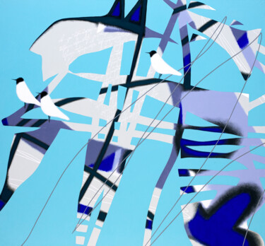 Painting titled "Kite 风筝" by Alex Oliger, Original Artwork, Acrylic