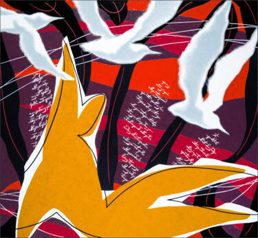 Pintura titulada "Icarus and birds 伊卡…" por Alex Oliger, Obra de arte original, Oleo