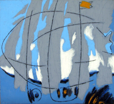 Malerei mit dem Titel "Dirigible balloon…" von Alex Oliger, Original-Kunstwerk, Öl
