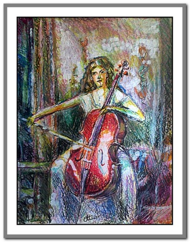 Painting titled "The power of music" by Alex Ottmár, Original Artwork, Pastel