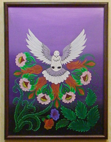 Painting titled "White dove" by Alexander Samokhval, Original Artwork, Acrylic