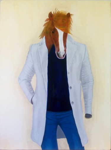 Painting titled "Horse in coat -1 (К…" by Alexander Samokhval, Original Artwork, Acrylic