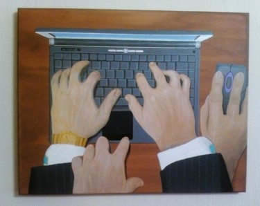 Painting titled "Solo on a laptop in…" by Alexander Samokhval, Original Artwork, Acrylic