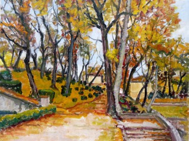 Peinture intitulée ""Le parc à Gaillac"" par Alex Tomaszyk, Œuvre d'art originale